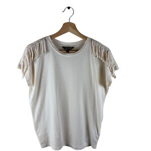 LAUREN Ralph Lauren Fringe Shoulder Tee Size XS